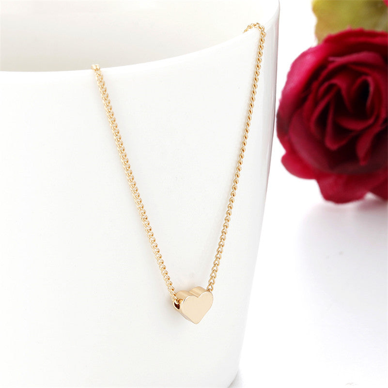 Collar de Amor Doble Cara en Color Oro | Cadena de Clavícula | Joyería para Mujer | Regalo de San Valentín